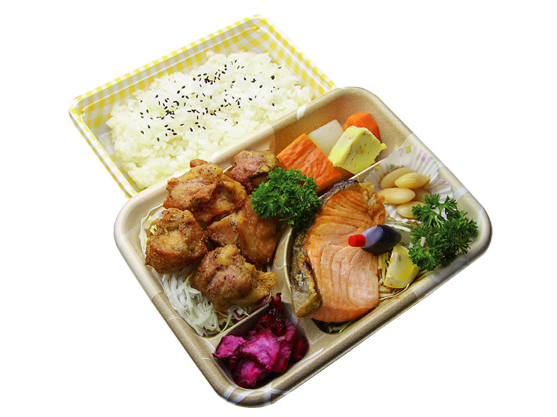 厚切り鮭塩焼きとり唐ダブル弁当