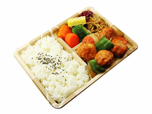 おおぶり豚肉団子と野菜の黒酢庵弁当